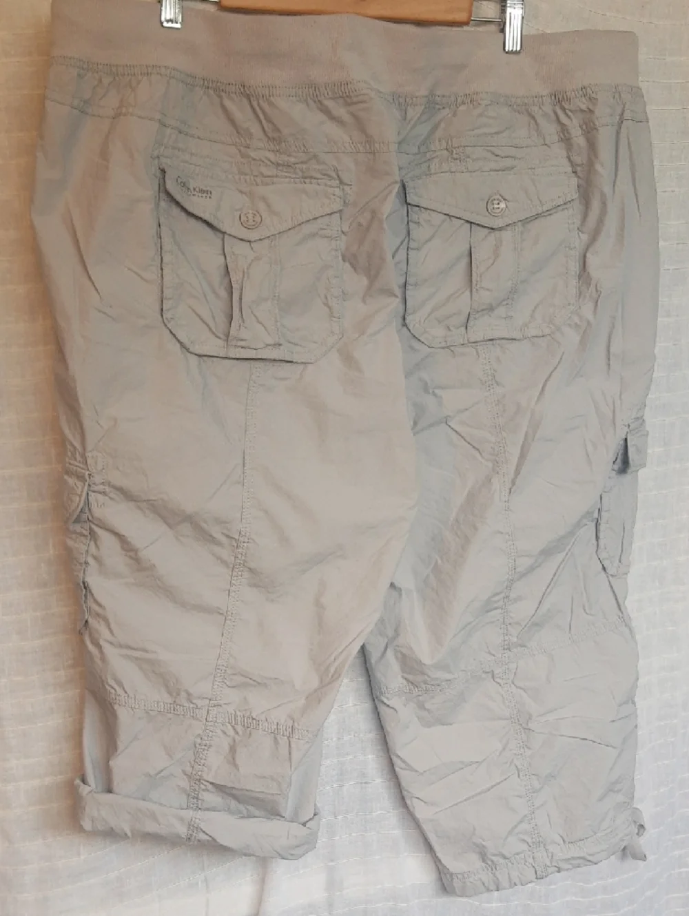 Calvin Klein Light Gray Cargo Capri Drawstring Pants - Picture 6 of 6